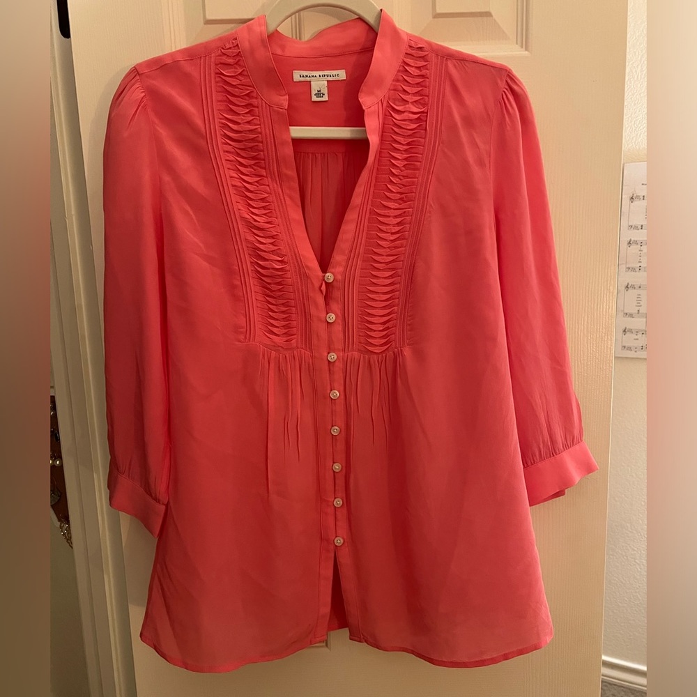 Banana Republic Hot Pink Tunic Shirt | Size M
